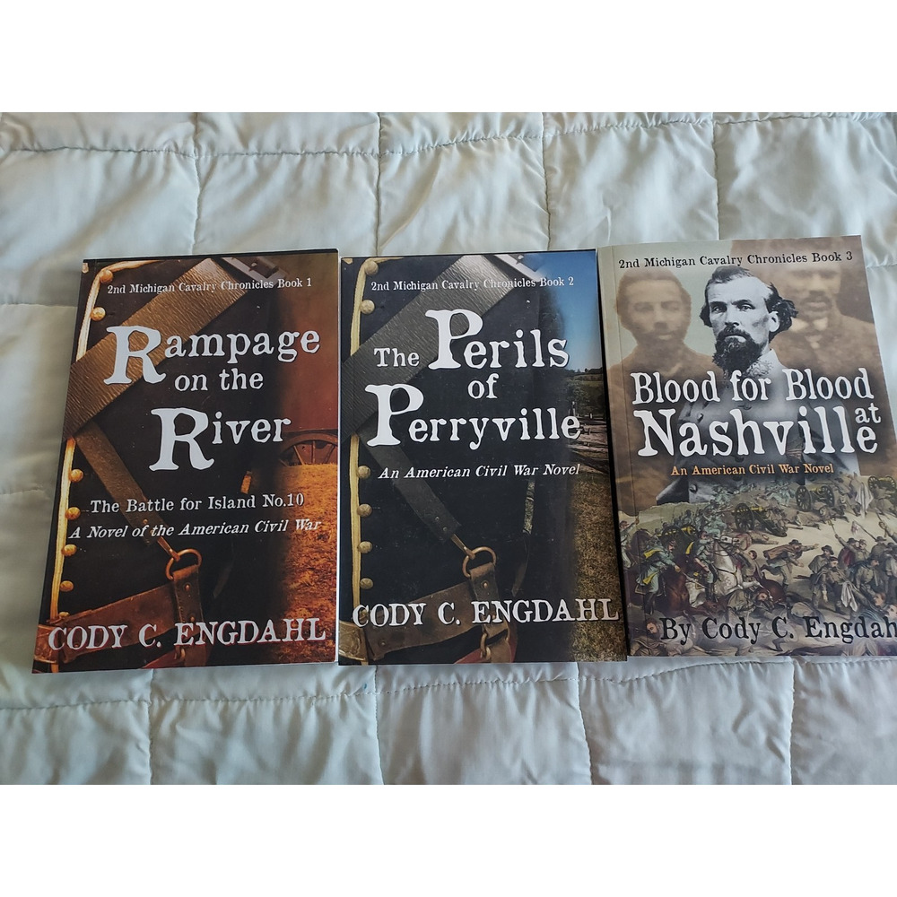 Cody C Engdahl AUTHOR signed NEW set of 3 books Civil War Michigan Calvary NWT